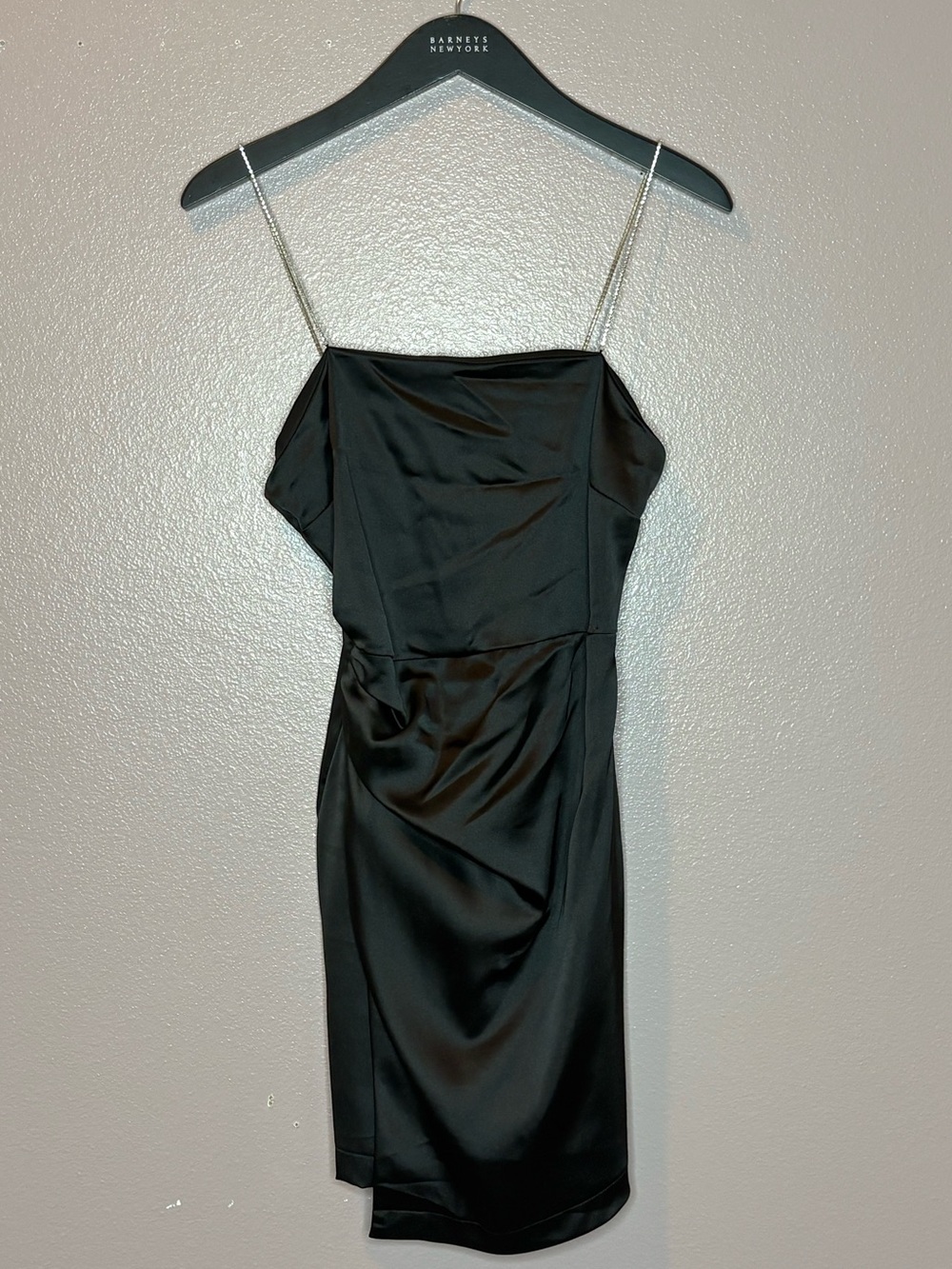Zara Black Satin Mini Dress with Chain Straps